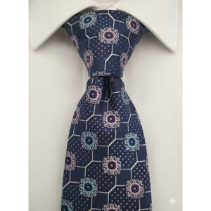 Jos A Banks Reserve Blue Pink silk tie - 60"